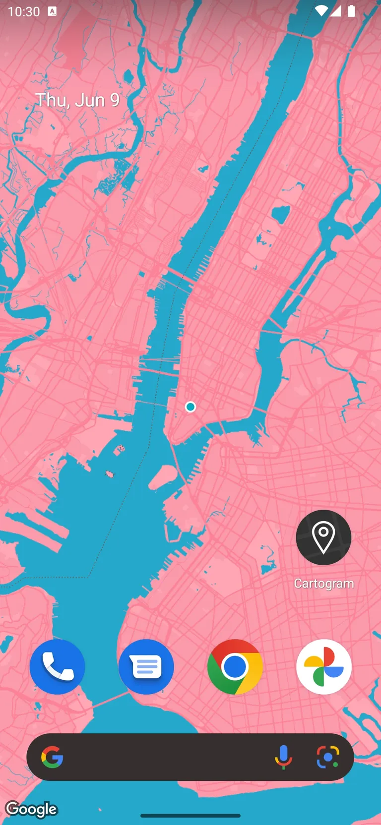 Cartogram's live wallpaper editor showing a street map