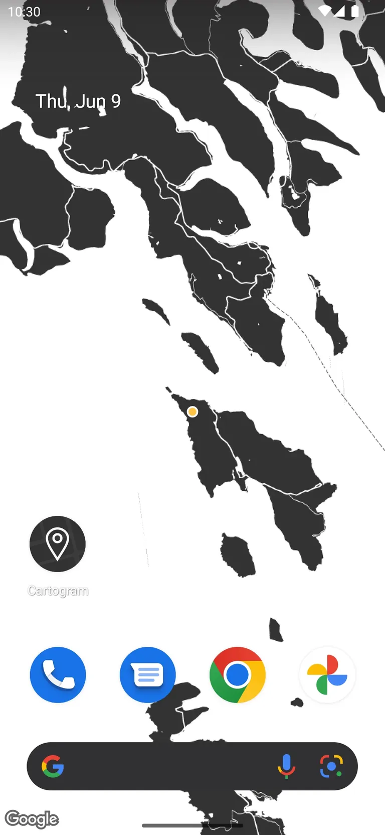 Cartogram map wallpaper on an Android home screen